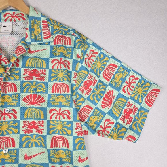 RARE Nike Dri-Fit Mens Button Down Sz Med Geometric Poly Multicolor Gay Pride - Picture 2 of 16